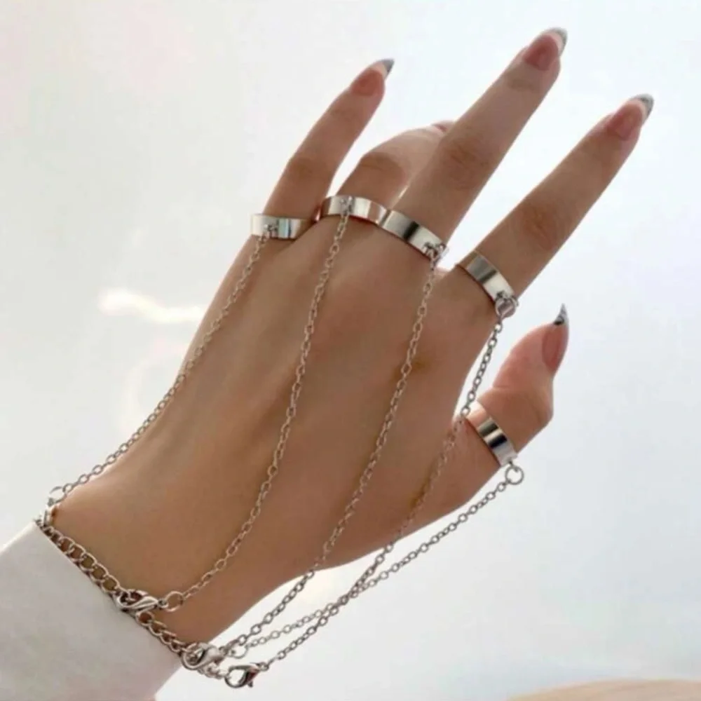 Envious Chains and Rings Irresistibly Linked Stainless Steel Adjustable Ring Set